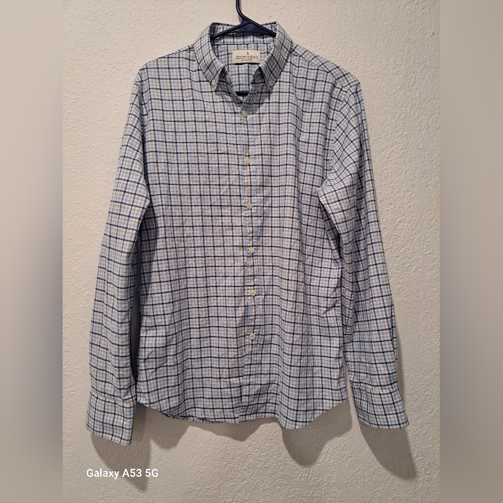 Chatham Road Blue and White Plaid Casual Shirt